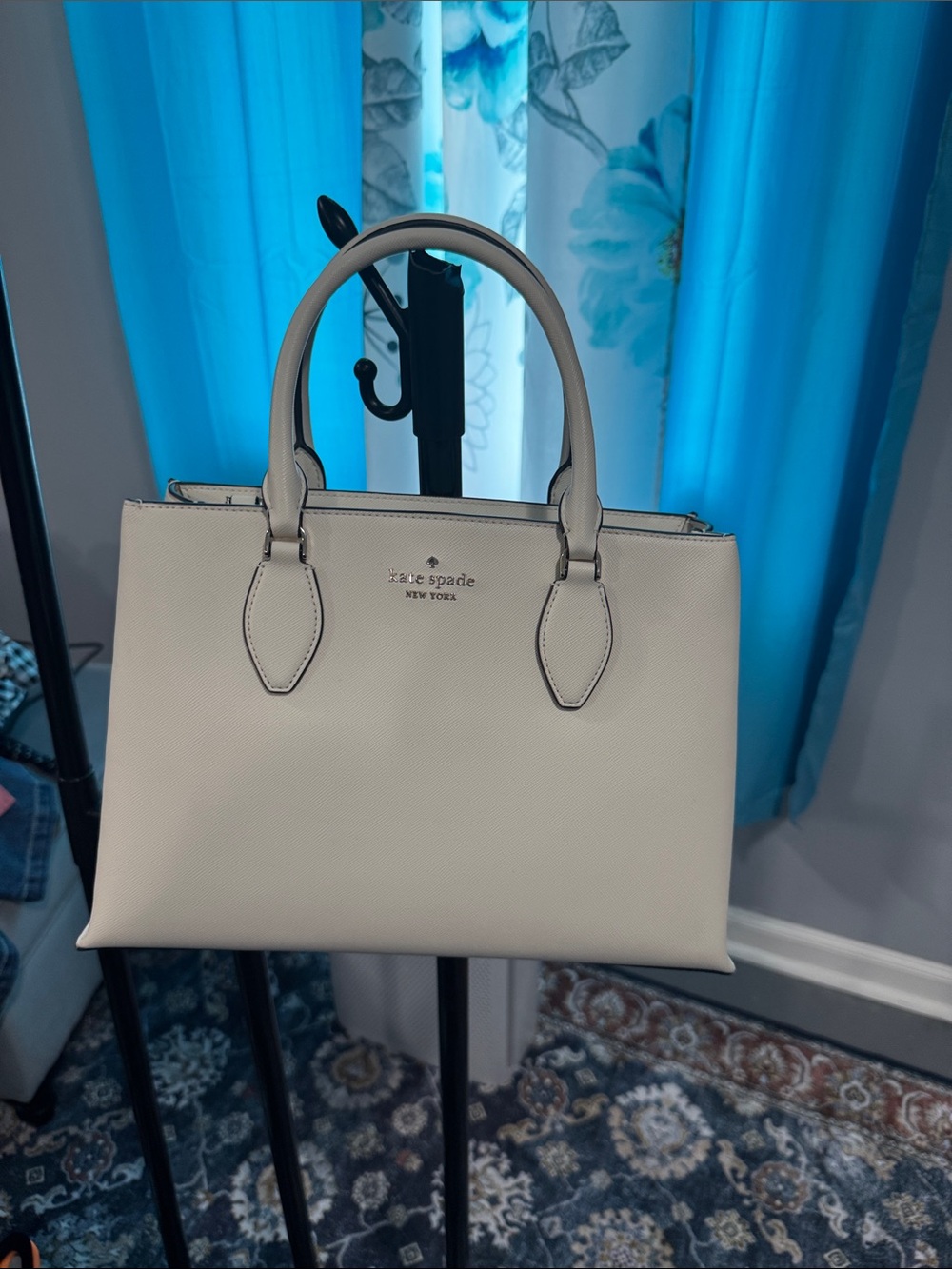 kate spade Cream Saffiano Leather Satchel with Top Handles